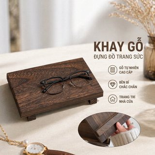 Khay Đựng Đồ Gỗ Tự Nhiên Để Bàn Cổ Điển Khay Trang Sức Nước Hoa Đa Năng Cho Phòng Ngủ