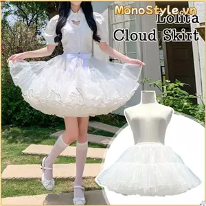 MONOSTYLE Váy phồng không xương, Váy sợi mềm Gothic White Petticoat, Quần áo cosplay Lông Tơ Crinolinas Phụ kiện Cosplay Đáy Váy Hỗ trợ