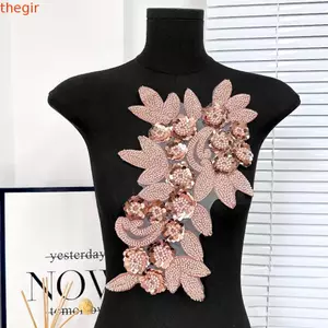 THEGIRL8B Hoa Thêu Miếng Dán, Tinh Tế Sequin Quần Áo Táo, Vải Miếng Dán Có Thể Tháo Rời Hoa Ba Chiều Quần Áo Thanh Lịch Miếng Dán May