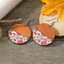 Nguyên Chất Handmade Retro Bông Tai Bằng Gỗ Tròn Bông Tai Tính Khí Bông Tai Hoa Móc Bông Tai