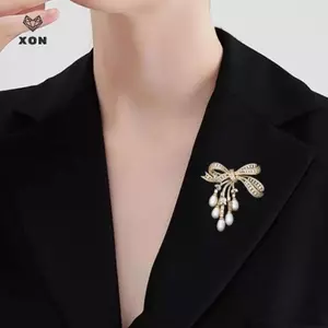 Cao Cấp Zircon Ngọc Trai Nơ sel Trâm Cài Thời Trang Cho Nữ Sáng Tạo Handmade Phù Hợp Với Corsage Chân Phụ Kiện Quần Áo Quà Tặng [Mina]