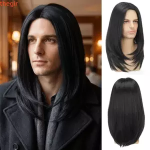 THEGIRL8B Cosplay Tóc Giả Cho Nam, Hippie Chiều Dài Vừa Nam Thẳng Tóc Giả, Tóc Giả Tổng Hợp Đẹp Trai Thực Tế Tóc Nâu Dài Sử Dụng Hàng Ngày