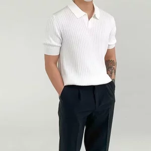 Áo Sơ Mi Polo Nam Phiên Bản Hàn Quốc Hợp Thời Trang Ve Áo Thun Nam Tay Ngắn Ánh Sáng Trưởng Thành Phong Cách Đẹp Trai Màu Trơn Phù Hợp Với Đan Top CTAX