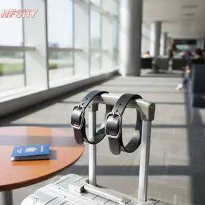 HFSHY Dây đeo có thể điều chỉnh hai mặt Thẻ hành lý PU Hợp kim Bule Rust Proof Copper Rivet cho mọi kích thước Vali VN