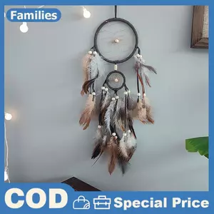 1 Ấn Độ Dream Catcher Với Lông Vũ Nâu Treo Tường Dream Catcher Phụ Kiện Phòng Ngủ Chuông Gió Dream Catcher Trang Trí Nhà