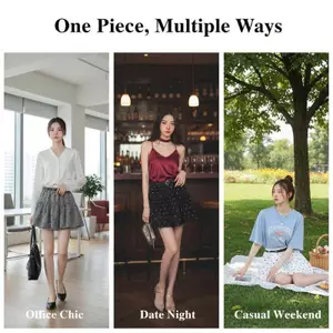 HFSHY Chấm Bi Bong Bóng Mini Váy Có Thể Điều Chỉnh Thắt Lưng Co Giãn Hoàn Hảo Để Mặc Hàng Ngày Hẹn Hò Thường Ngày Đi Chơi VN