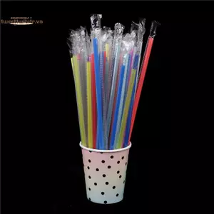 TRTR 100Pc Trong Suốt Bọc Cá Nhân Uống Pp Ống Hút Đồ Uống Ống Hút Dự Tiệc Cung Cấp VN
