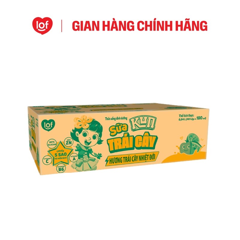 Sữa trái cây KUN vị trái cây thùng 48 hộp x 180ml