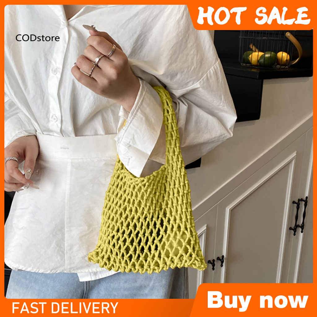 Túi đi biển KDC Rỗng Túi xách dây cotton chất lượng cao Túi xách dây cotton dệt tay bện dây đeo cổ tay Túi Tote – Túi xách rỗng nhẹ dành cho nữ Hoàn hảo cho du lịch