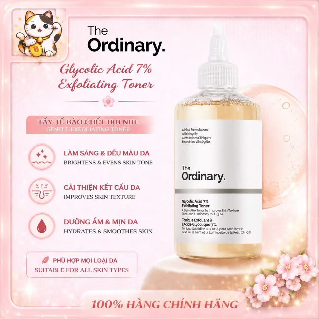 [Chính Hãng] The Ordinary Glycolic Acid 7% Toner 240ml | Giảm Mụn, Kiểm Soát Dầu, Mịn Da