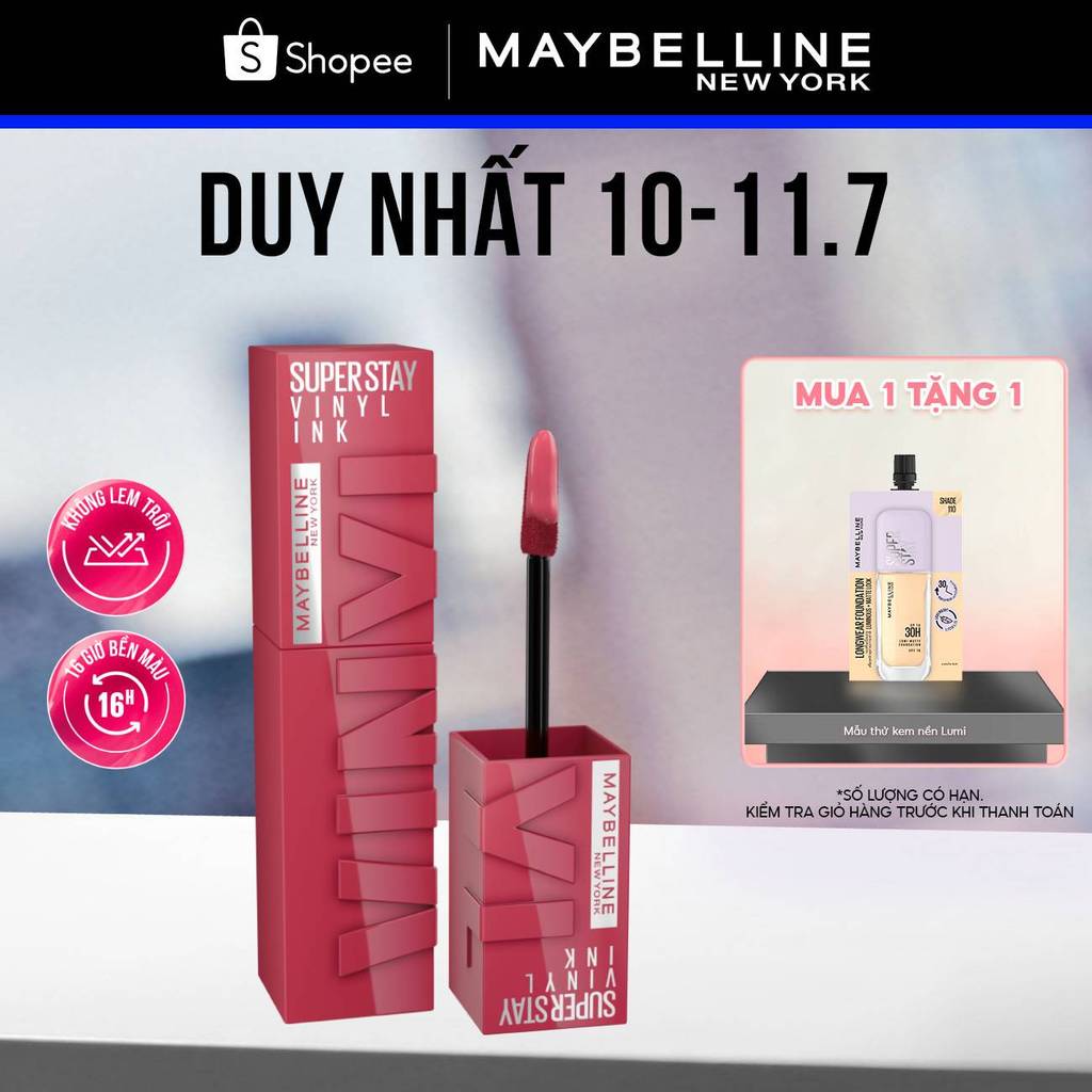 Son Bóng Bền Màu Nhẹ Môi Superstay Vinyl Ink Maybelline New York 4.2ml