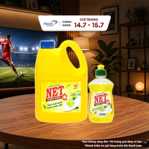 Combo nước rửa chén NET đậm đặc hương Chanh chai x 3.8kg + nước rửa chén NET đậm đặc hương Chanh chai x 250gr
