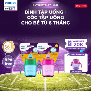 Bình Tập Uống - Cốc Tập Uống Cho Bé Từ 6 Tháng 200ml Philips Avent Có Vòi Hút Silicon Mềm An Toàn