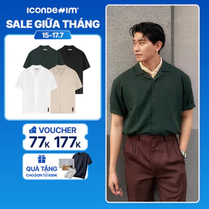 Áo Sơ Mi Linen Nam ICONDENIM Tay Ngắn Cuban CigarCraft Form Relaxed SMID0194