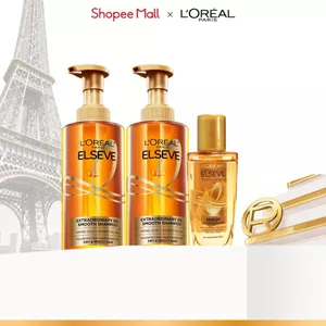 Bộ dầu gội & dưỡng tóc suôn mượt cao cấp L'Oreal Paris Extraordinary Oil Smooth 440ml & Elseve Extraordinary Oil 30ml