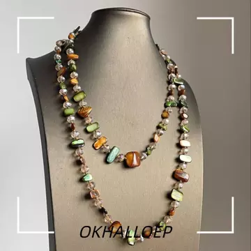 Vòng cổ dài IOKHALLO, Vòng cổ cổ cổ có thể xếp chồng lên nhau đính cườm, Vòng cổ cổ cổ cổ điển đầy màu sắc thời trang dành cho nữ