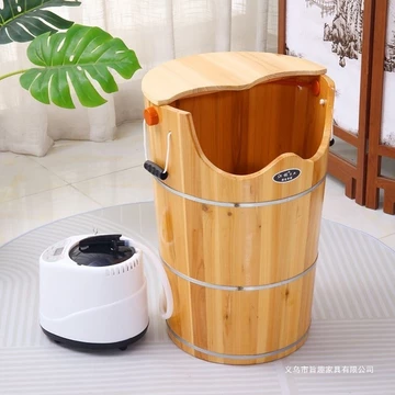 J81J Bồn ngâm chân bằng gỗ tuyết tùng thơm, bồn tắm chân, bồn gỗ giữ nhiệt độ ổn định, bồn xông hơi, bồn massage chân, c