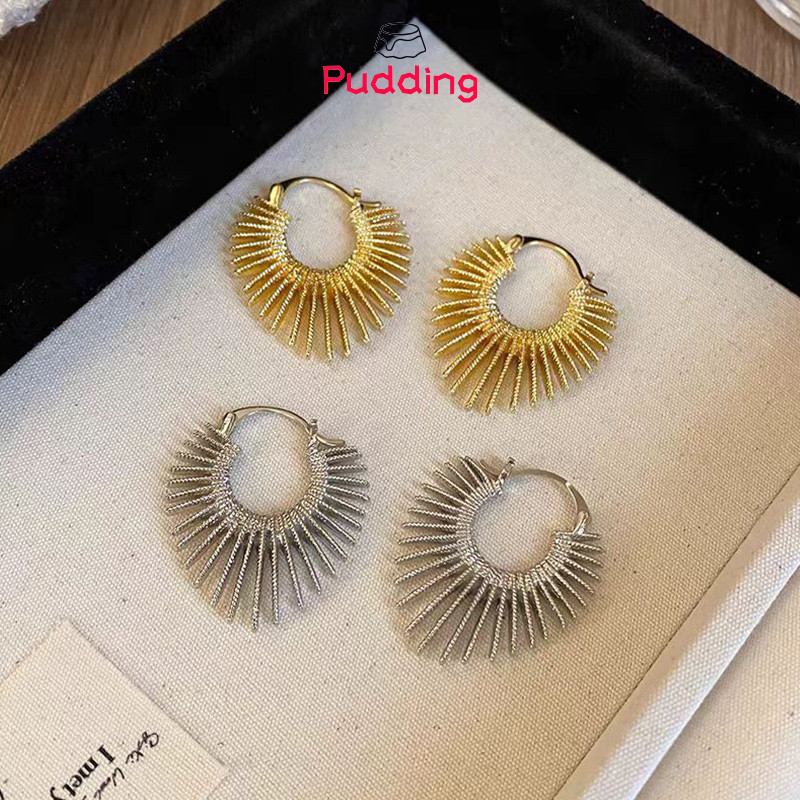 [pudding] Tuyên bố Bông tai hình trái tim Thời trang Cá tính Nữ Hình học Hợp thời trang