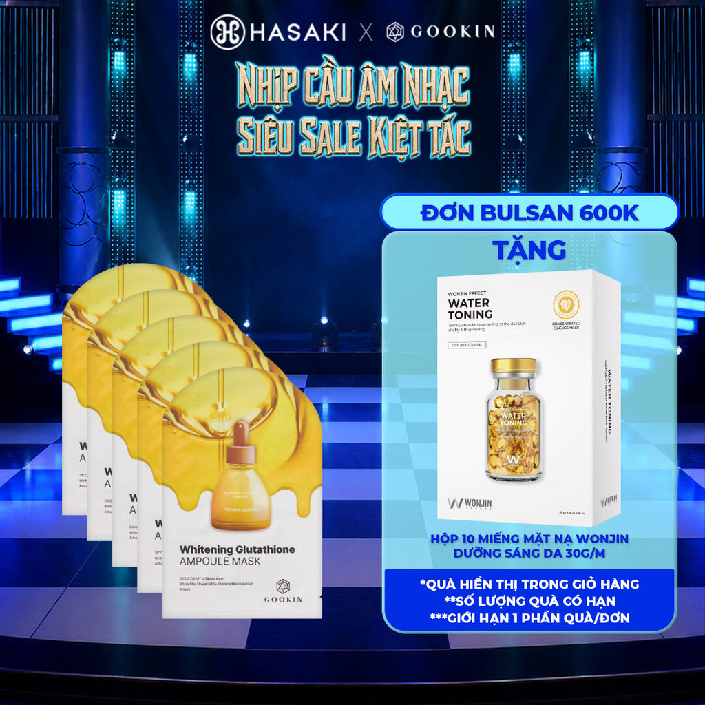 Combo 5 Mặt Nạ Gookin HA Cấp Nước, Khóa Ẩm Cho Da Khô, Sáng Da Đều Màu 30ml Hasaki Chính Hãng