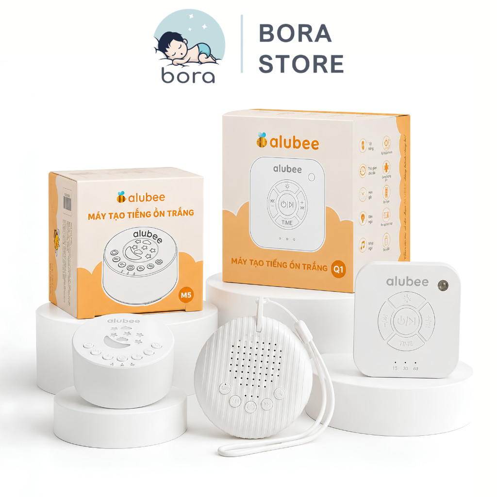 Máy tiếng ồn trắng Alubee đa dạng âm thanh có đèn cho bé sơ sinh hỗ trợ bé ngủ ngon sâu giấc chống giật mình