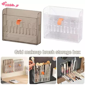 Hộp đựng son môi treo tường MKBK, Hộp đựng son môi chống bụi nhiều ngăn, Hộp đựng cọ trang điểm trong suốt có thể gập lại hình chữ nhật di động