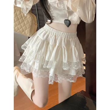 váy ngắn nữ chân váy đi biển Váy ren viền hoa phong cách múa ba lê cỡ lớn mẫu mới mùa xuân váy bánh váy phồng chống hở eo cao cho nữ váy ngắn