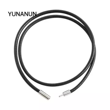 Vòng cổ dây bện YUNANUN, Vòng cổ dây da 45cm màu đen, Mặt dây chuyền tự làm cổ điển chống thấm nước có khóa Dây chuyền dây chuyền dây chuyền nam nữ