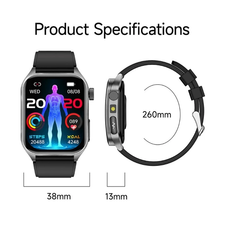 Đồng hồ thông minh 650nm Đầu dò kép Laser Điều hòa sức khỏe Huyết áp Oxy Axit Uric Máu Lipid ECG Đồng hồ thông minh dành cho nam nữ – 7