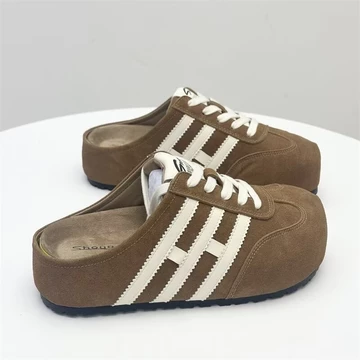 Nửa Dép Nữ Mặc Ngoài 2026 Mùa Xuân Birkenstock Giày Nửa Dép Đế Dày Mũi-Covered Dép Dép Retro Chiều Cao