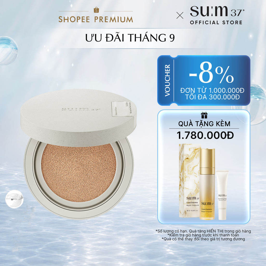 [SU:M37 OFFICIAL] Phấn nước thuần chay su:m37 Skin-Stay Soft Glow Cushion SPF+/ PA+++ 13g (kèm lõi refill)