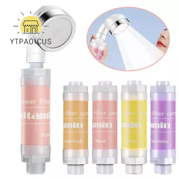 Bộ lọc nước đầu vòi hoa sen YURUYI, Hỗn hợp với vòi hoa sen khử clo Vitamin C, Bộ lọc chống bỏng hoa oải hương thời trang Tạp chất Máy lọc vòi hoa sen Phụ kiện phòng tắm
