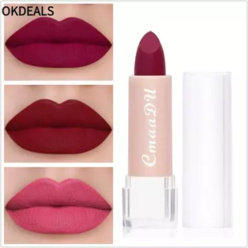 OKDEALS Son môi đỏ, Son môi mờ chống thấm nước lâu trôi, Cốc chống dính mỹ phẩm 15 màu không phai màu Son môi mờ dành cho nữ