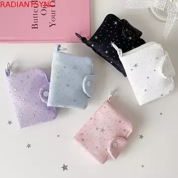 Túi đựng đồ hình ngôi sao RADIANTSYNC Dots, Hộp đựng chìa khóa tai nghe Son môi Hộp đựng mỹ phẩm Ví đựng tiền xu nhỏ, Túi đựng thẻ phong cách Hàn Quốc đơn giản Túi Mini du lịch đa năng Unisex