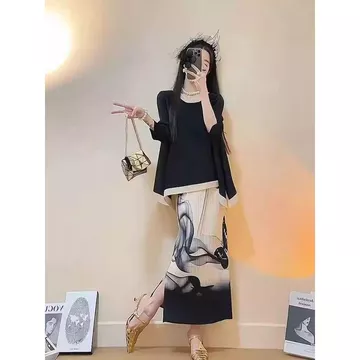 Phong Cách Trung Hoa Váy Váy Váy Váy Váy Giữa Chiều Dài Phong Cách Quốc Gia Midi Váy Phụ Kiện Khuyến Nghị Hàng Hóa / Váy Trắng Nữ Mùa Hè 2025 Chia Giữa Chiều Dài Váy Chữ a Tranh Mực Phong Cách Trung H