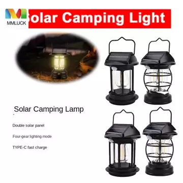 Đèn lều chạy bằng năng lượng mặt trời MMLUCK, Cảm biến chuyển động độ sáng cao Đèn lồng cắm trại năng lượng mặt trời, Đèn treo ngựa năng lượng mặt trời chống nước đa chức năng Type-C có thể sạc lại Đè