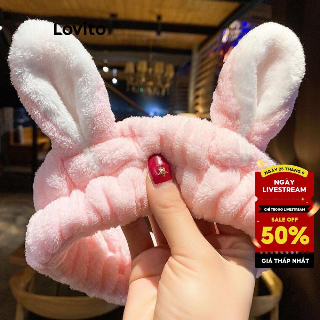 Lovito Phong cách thường ngày Băng Đô Dễ Thương Hoạt Hình Rửa Mặt Băng Đô Thỏ Tai Trang Điểm Băng Đô Cho Nữ LFA23375