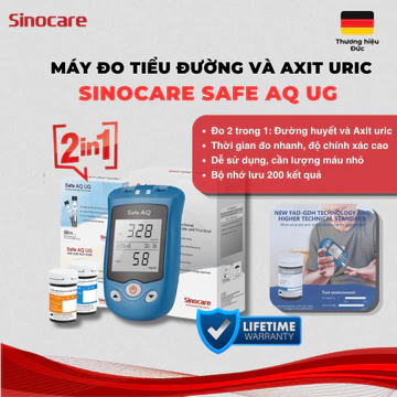 Máy Đo Tiểu Đường Và Axit Uric ( Bệnh Gút) 2 in 1 Sinocare Safe AQ UG - Mai Anh Store