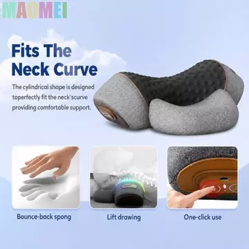 Gối mát xa cổ MAOMEI, Massage rung 3 trong 1 Đệm massage cổ tử cung, Massage cơ thể Có thể điều chỉnh Túi khí Nâng đèn đỏ Gối massage vai Sử dụng văn phòng