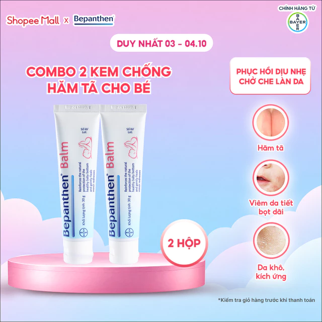 Combo 2 Kem Chống Hăm BEPANTHEN Balm Dạng Kem Mỡ Tuýp 30G