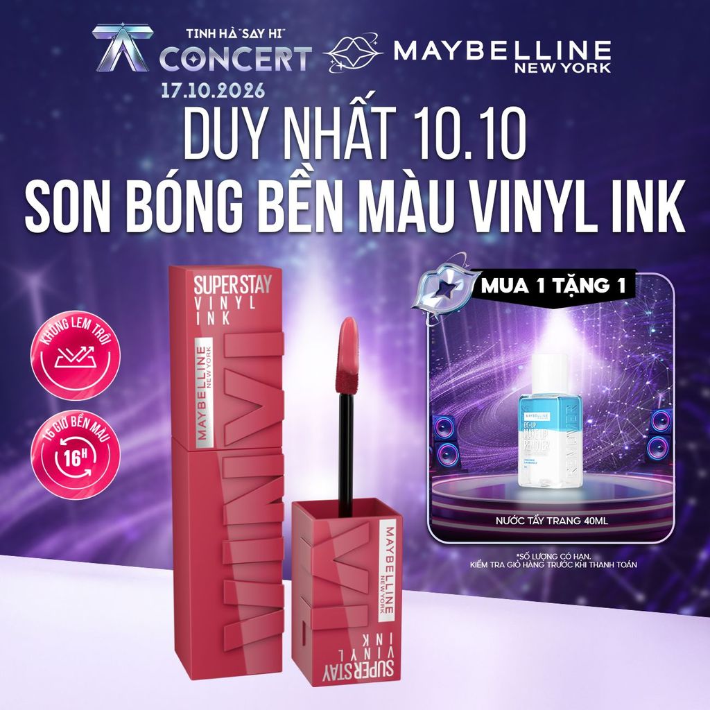 Son Bóng Bền Màu Nhẹ Môi Superstay Vinyl Ink Maybelline New York 4.2ml