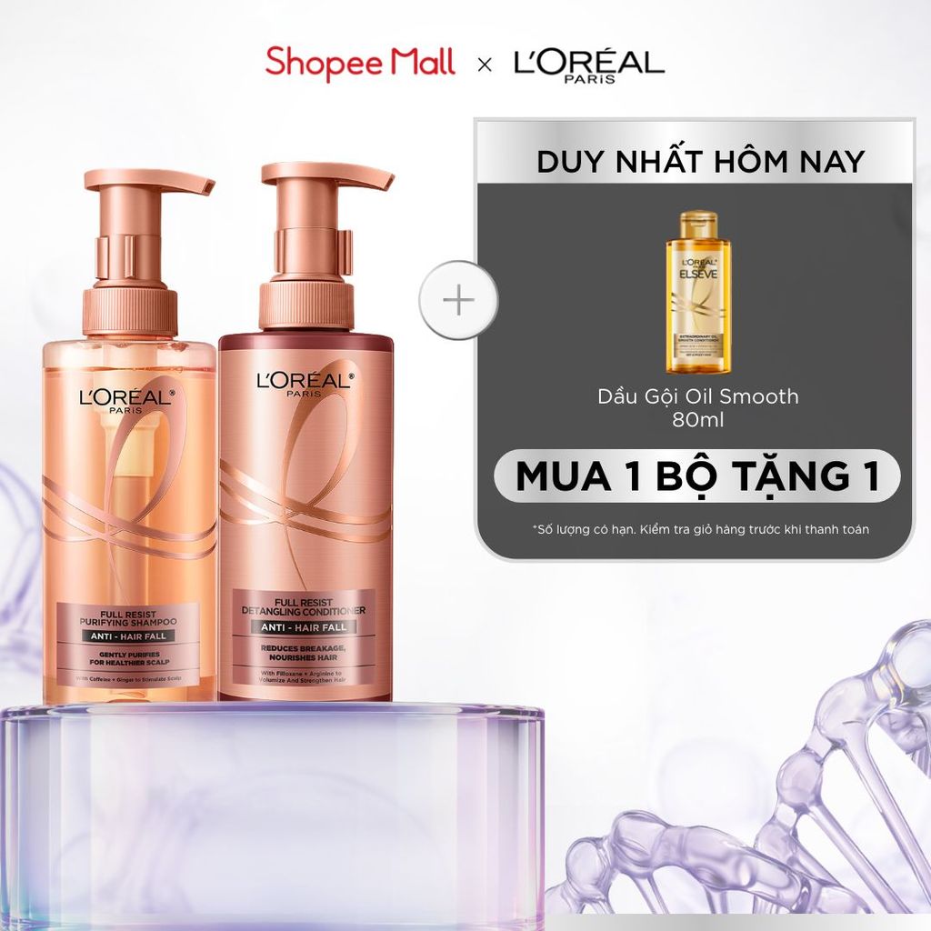 Bộ đôi dầu gội xả ngăn ngừa & giảm gãy rụng tóc, giúp tóc chắc khỏe hơn L’oreal Paris Elseve Full Resist 440ml