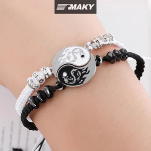 Newwellknownepic 2 Cái / bộ Vòng Tay Rồng Thái Cực Dành Cho Nữ Bạn Thân Nhất Có Thể Điều Chỉnh Âm Dương Vòng Tay Thời Trang Cặp Đôi Trang Sức VN