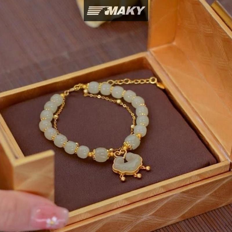 Newwellknownepic Vòng Tay Mặt Dây Chuyền Vòng Đính Hạt Vòng Tay Có Thể Điều Chỉnh Vintage Hạt Vòng Tay Phong Cách Trung Hoa Vintage Tay Đồ Trang Sức VN