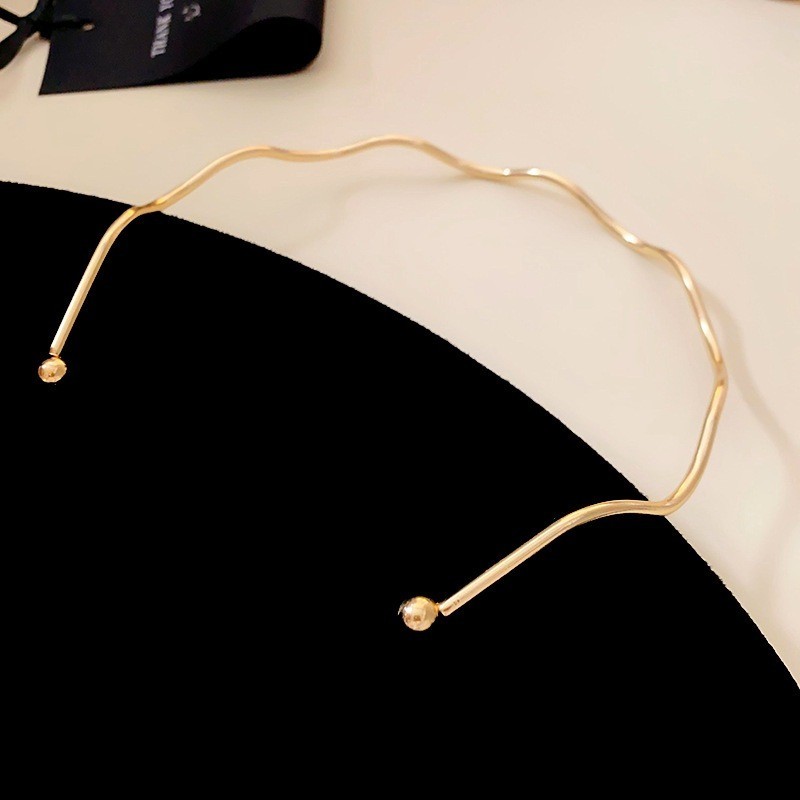Dây Chuyền Cổ Choker Hình Sóng Mạ Vàng | Không Gây Dị Ứng Không Gỉ Màu | Phong Cách Tối Giản Thanh Lịch Đi Làm Đi Tiệc Hàng Ngày