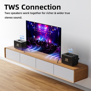 Loa di động GOOJODOQ Bluetooth 5.3, Âm thanh nổi 4 kênh, Âm trầm 60W, Pin 6000mAh, 2 Micro miễn phí