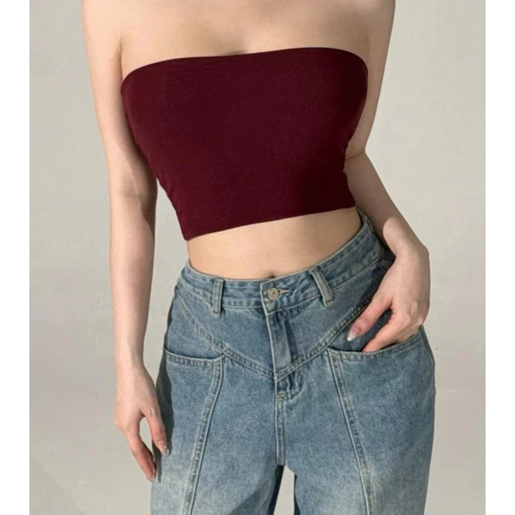 [Có Mút] Áo Quây Ống Kiểu Croptop Hai Lớp Ôm Sát Cotton, Gợi Cảm, Xinh Xắn_A655