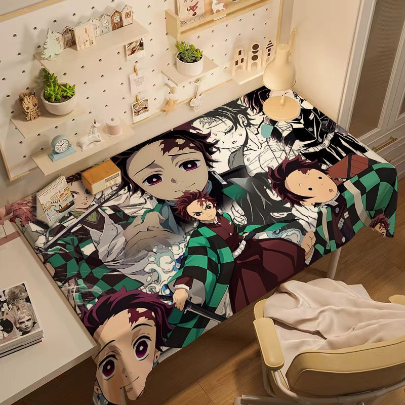 SANCHENGBY13 Demon Slayer Hoạt Hình Anime Khăn Trải Bàn Mili Hai Chiều Khâu Ký Túc Xá Phòng Ngủ Bàn Thay Đồ Vải Chống Bụi