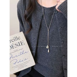 Vòng cổ đá mắt hổ và giọt nước, thiết kế vintage Hàn Quốc, dây điều chỉnh phù hợp cho người phụ nữ