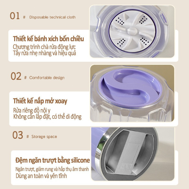 Máy giặt mini sạc điện hai chế độ – giặt đồ lót, tất và quần áo trẻ em tự động, an toàn và tiện lợi