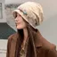 Mũ Baggy IAPPORTUNIA, Mũ xếp chồng lên nhau chu vi đầu lớn, Vintage Giữ ấm bằng vải Polyester phong cách Bohemian Beanies Cap dành cho nữ và bé gái